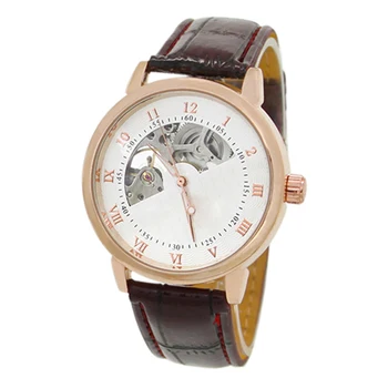 

Men's Mechanical Hollow Dial Faux Leather Band Arabic Numerals Wrist Watch