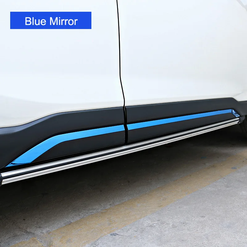 QHCP Автомобильная Боковая дверь обшивка корпуса из нержавеющей стали полосы рамка наклейки стример литье 4 шт. для Subaru Forester автомобильные аксессуары - Название цвета: Blue Mirror Finish