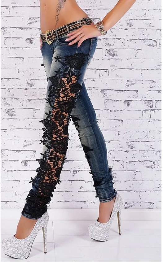 top selling fashion street style big size lace Pants Pencil Pants jeans Pants Hollow Out flower