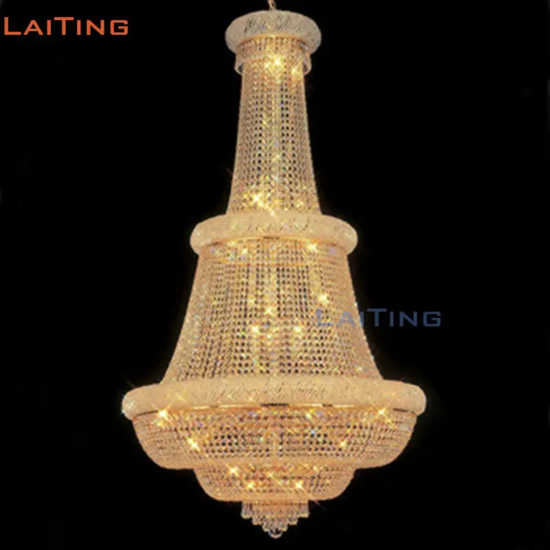

Large Lobby Gold Retro Crystal Chandelier Vintage Light Fixture with LED E14 Lampholder for Halloween LT-62042 +Free shipping