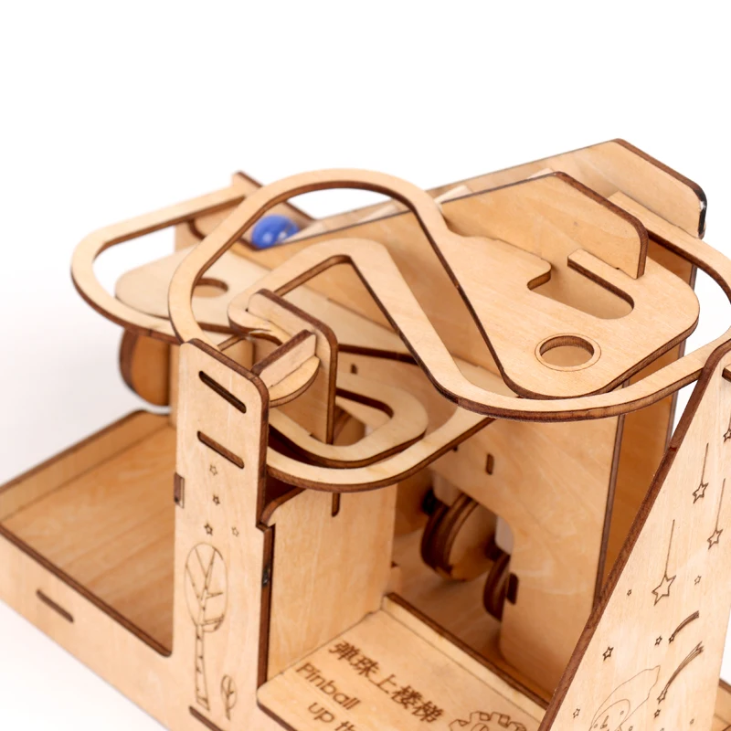 Goedkoop Oekraïne 3D Puzzel Kinderen Houten Mechanische Transmissie Model Volwassen Gemonteerd Speelgoed Marmer Glijbaan Verjaardag Mannelijke Kinderen Speelgoed