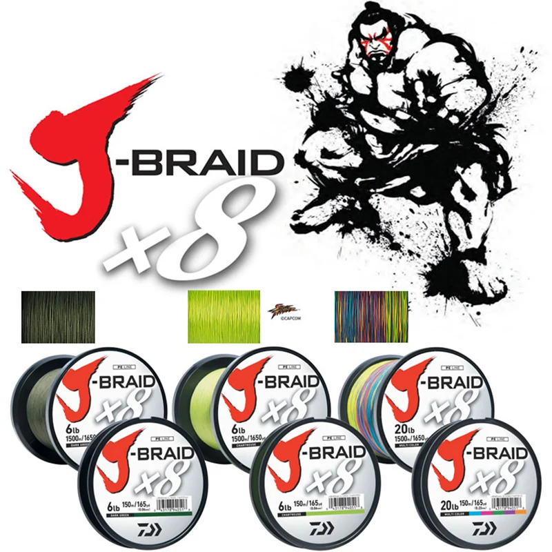 دايوا 100% الأصلي J-BRAID X8 150 متر 8 مضفر خيط صنارة الصيد خيط وصنارة أحاديان لصيد السمك 10-60LB صنع في اليابان Pesca