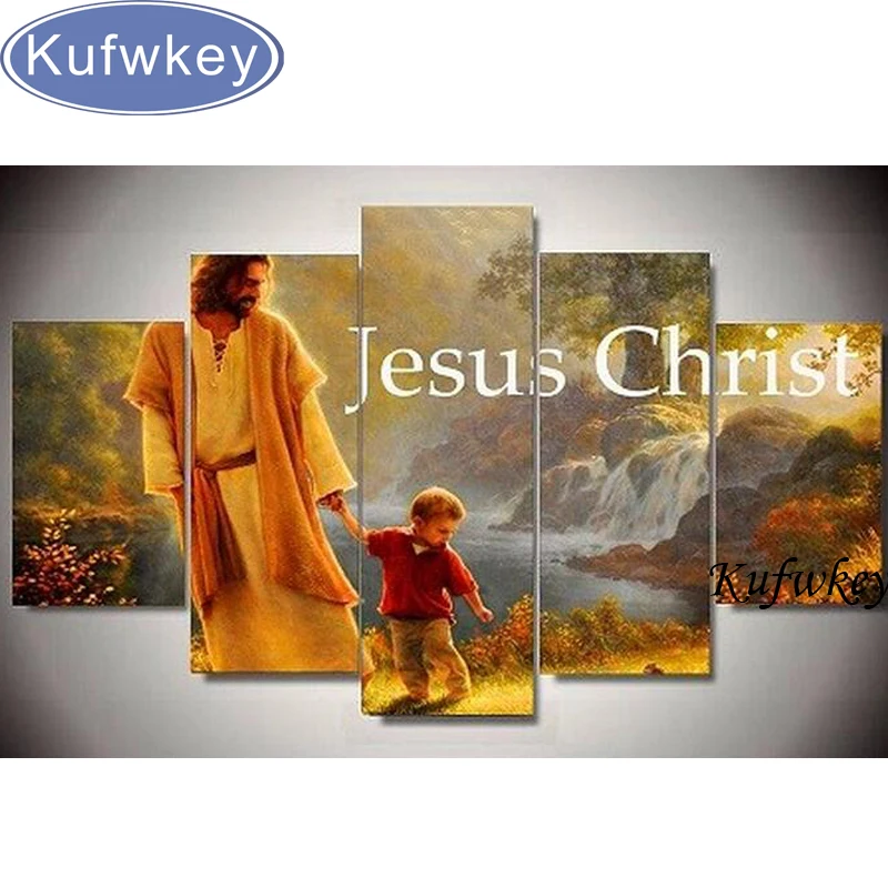 

diy 5pcs/set mosaic kit full diamond embroidery Jesus christ figure diamond painting cross stitch square drill multi-pictures