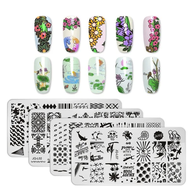 

Manicurara 1pc Nail Stamping Plates Flower Lace Animal Mandala Nail Art Stamping Rectangle Round Template Stencil Nail Art Tool