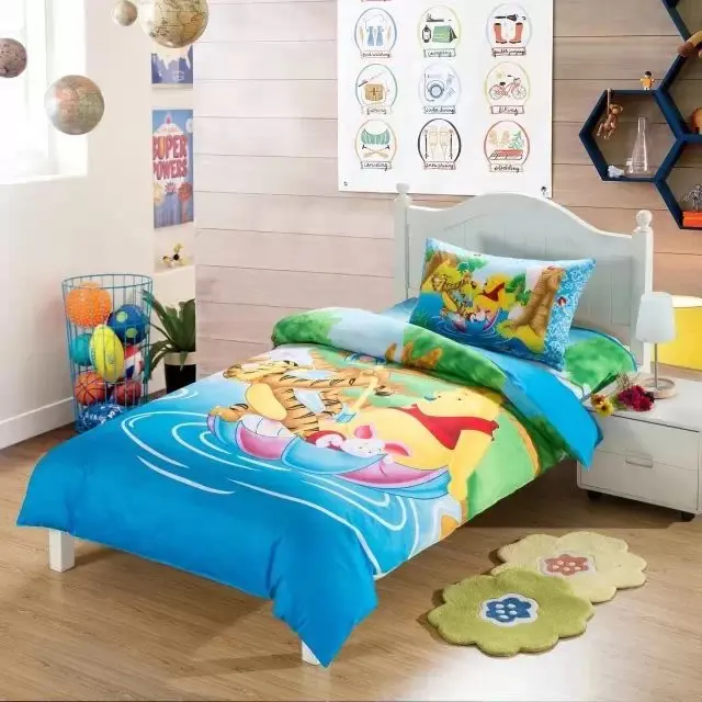 

blue green winnie the pooh comforter bedding sets single twin size bed duvet covers bedclothes cotton Girls bedroom decor 3-5pc