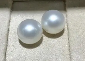 

Jewelry Jade Earring charming pair of 10-11 mm south sea white round pearl earring Free Shipping