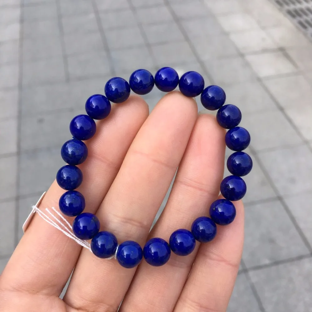 

Fine Jewelry Ntural Blue Lapis Gemstone Bracelets for women 20.8grams 8.8mm Fine Female Hologram Bracelet