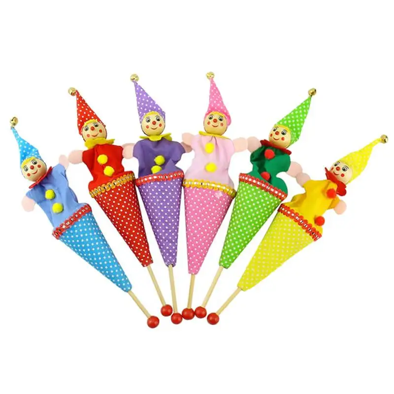 

2019 3pcs/lot send random Baby Toys Puppet Clown Wooden Marionette Toy Doll Vintage Funny Traditions Classic Toy 11-185