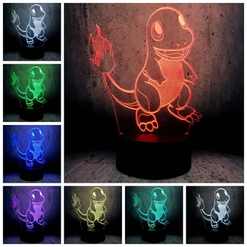 

Fashion 3D lamp Home light LED lights Pokemon Small Fire Dragon Colorful Night Light Interesting Toys Lovely dragon cartoon