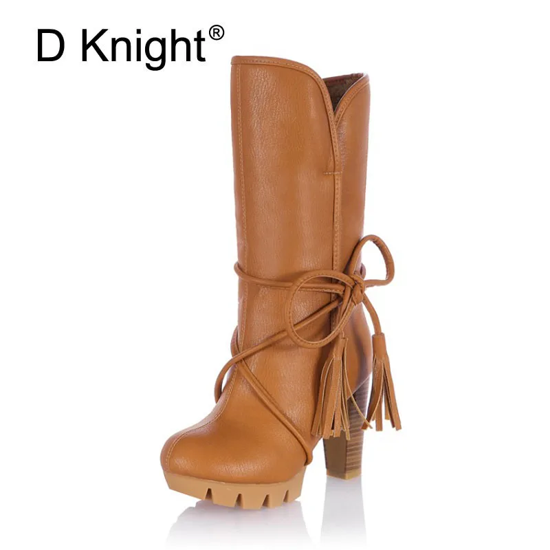 

Women Winter Ankle Boots PU Warm Shoes Black Casual Lady Young Girls Fashion High Heel Shoes Women Thick Heels Boots Size 32-43