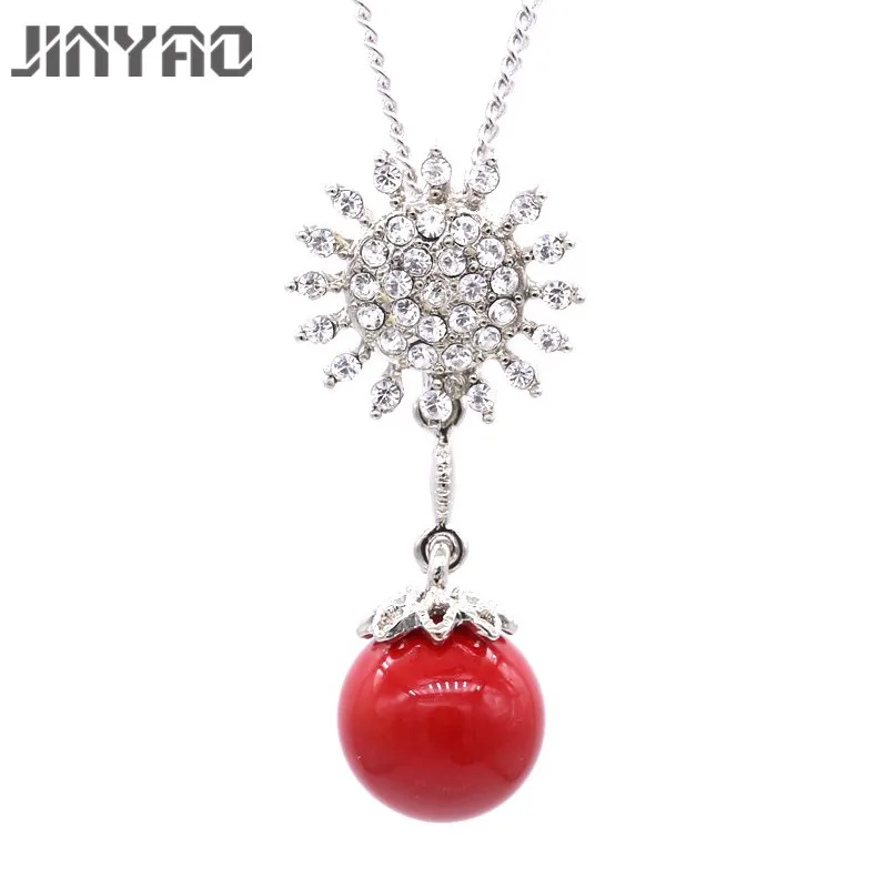 JinYao/Новое модное ожерелье с подвеской из белого золота красным кораллом и