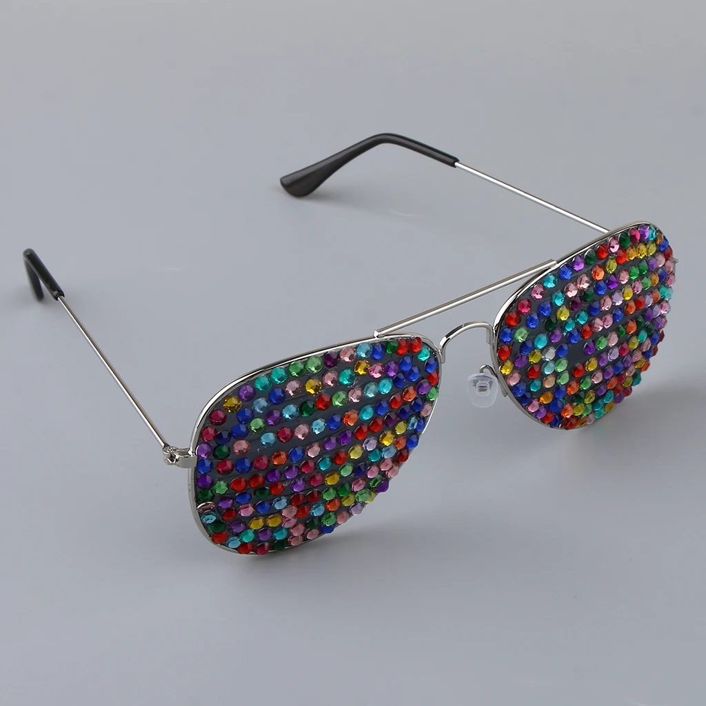 Adults Full Diamante Metal Eyeglasses Funny Stylish Party Glasses Photo Props Decoration Accessory