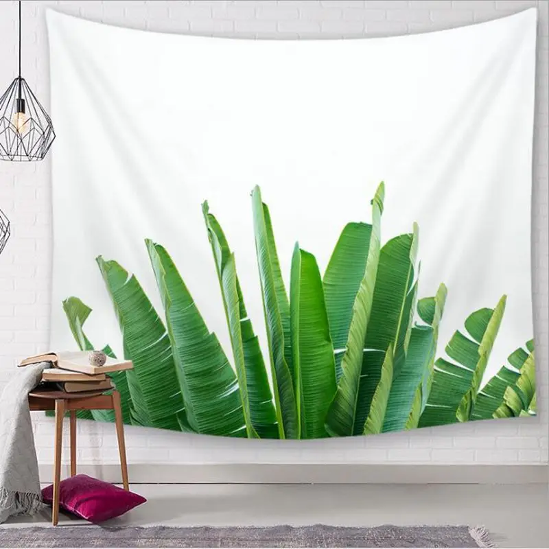 Пальмовый гобелен с изображением листьев зеленая природа растение на стену ткань тропические листья протез настенная Современная сельский дом Декор