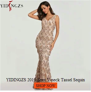 YIDINGZS New Halter Neck Elegant Long Sequins Prom Dress Hollow Out Evening Party Dress YD16229