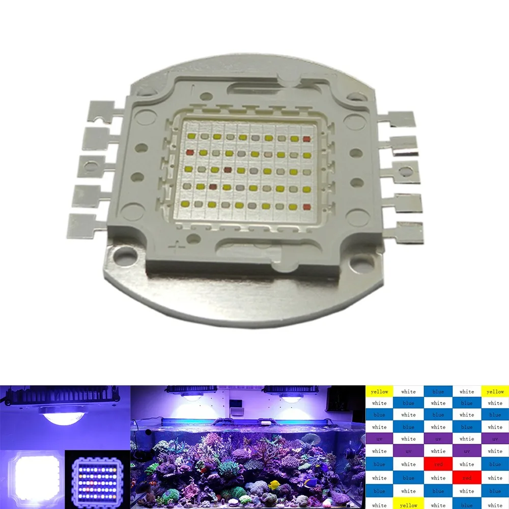 Multi Chip LED Lamp Light For Aquarium Fish Tank High Power 100W Blue+White