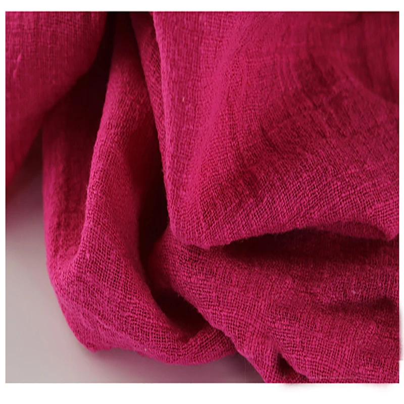 Soft Linen Cotton material rose red crincle wrinkle tissue scarves