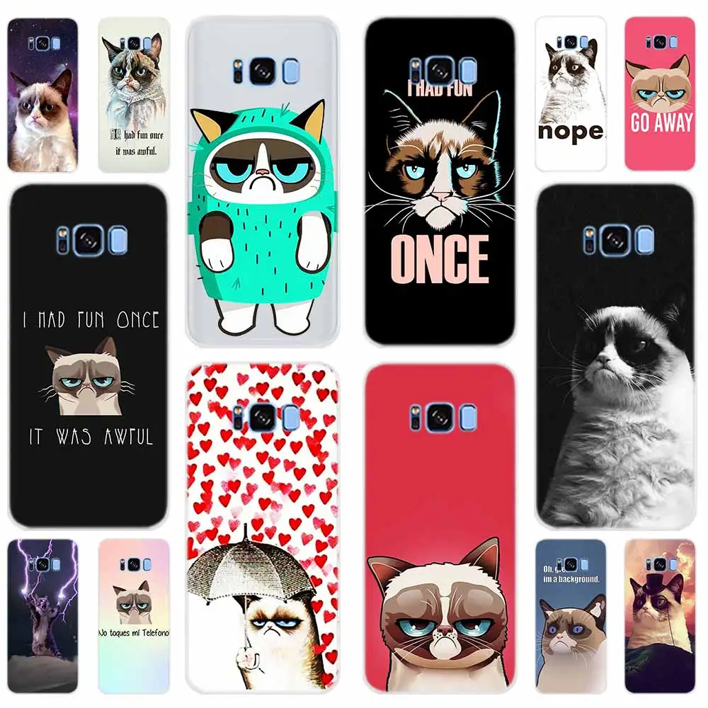 

grumpy cat meme Lovely Soft TPU Cover For Samsung Galaxy S6 S7 Edge S8 S9 Plus S10 Plus E Note 8 9 S5 Case 5G