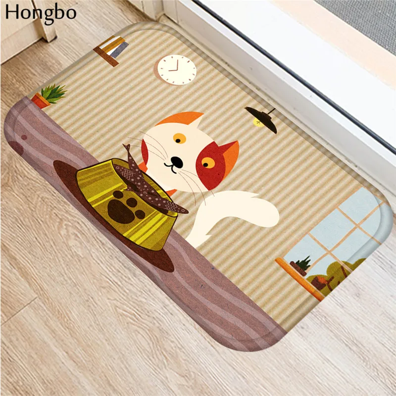 Hongbo прочные коврики для входной двери Забавные милые Мультяшные коврики с рисунком кота фланелевые ковры для кухни и спальни