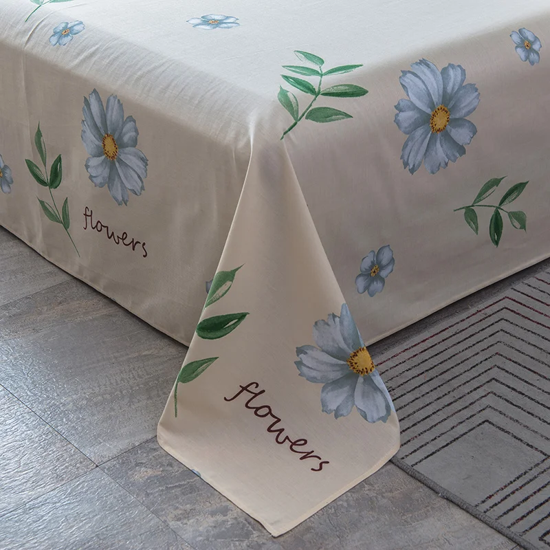 Hot Sale Colored Grass Pattern Bed Sheet Cotton Mattress Protector Cover Flat Sheet 3Pcs Soft Bedcl