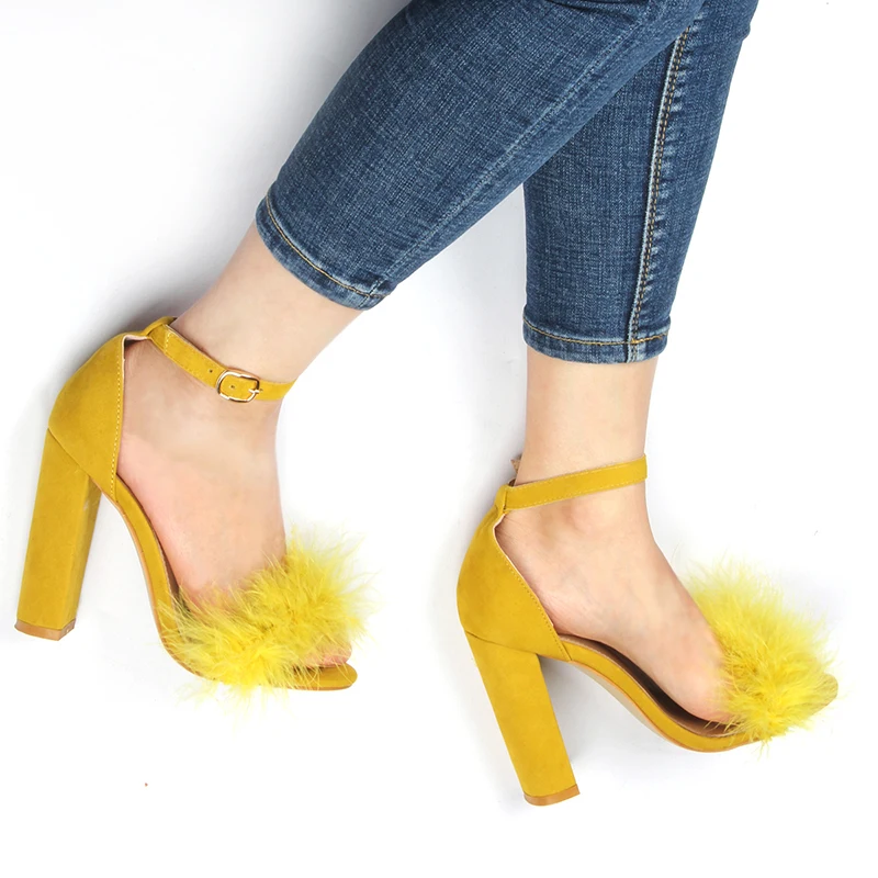 New 2019 Summer Sexy High Heels Women Sandals with Fur Party Shoes Ladies Sandals Ankle Buckle Open Toe Lace up Pumps for Women