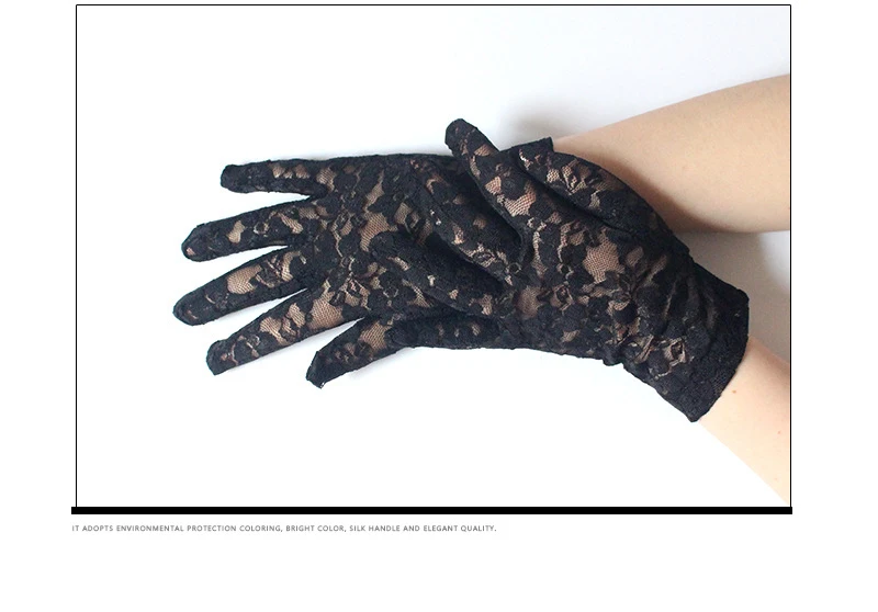 Сексуальные кружевные ажурные перчатки для девушек, черные, белые, красные солнцезащитные защитные варежки, аксессуары для женщин, для вождения, ажурные перчатки на все пальцы