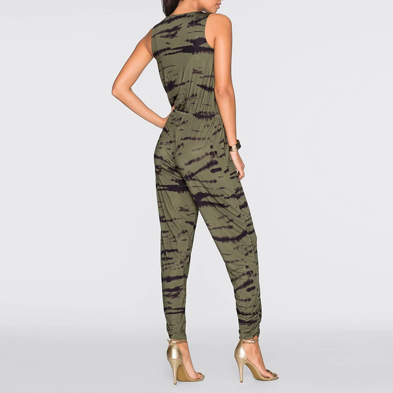 New Women Sleeveless Printed Jumpsuit Ladies Casual Party V Neck Playsuit Romper