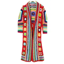 Новинка, модное шерстяное пальто для женщин, плюс размер, свободная верхняя одежда, длинный рукав, макси, ручная работа, национальные свитера