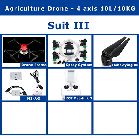 ЭПС E410 4 оси 1300 мм Колесная база Водонепроницаемый Сельскохозяйственных Дрон полета платформа 10L/10 кг складной Дрон для опрыскивания - Цвет: Suit III