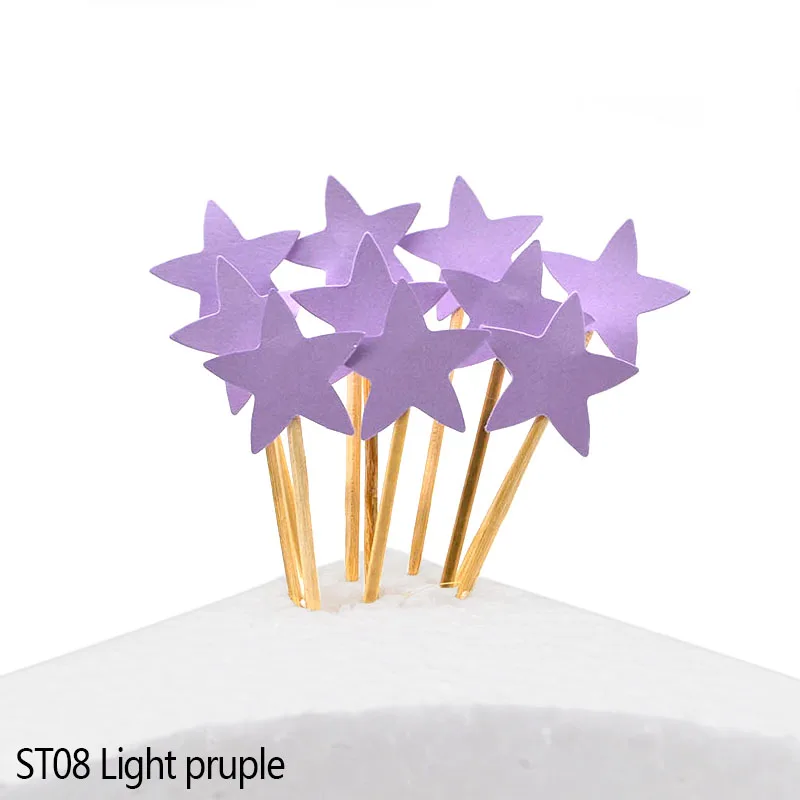 40 шт./партия, мини сделай сам, ручная работа, милая звезда, бумага, кекс, торт, топперы для детей, день рождения, детский душ, украшения, флажки для торта - Цвет: Light purple