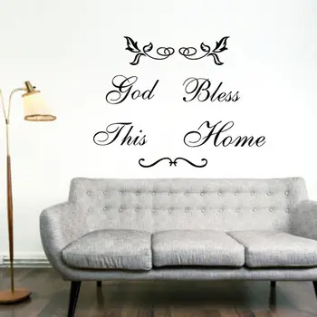 

God Bless This Home Wall Sticker Home Decor Decals Black Vinyl Art Wallpaper