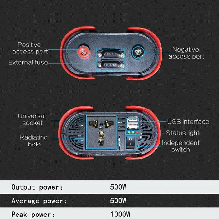 500 W фары для автомобилей Мощность инвертор для фотоэлектрической солнечной батареи DC12V для AC110V 220 В бытовой зарядных порта USB для автомобиля Мощность конвертер инверсор 12 V 220 V