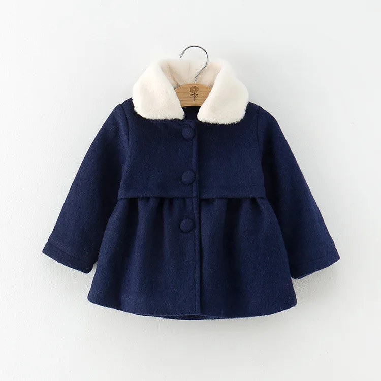R& Z/шерстяное пальто для девочек новое осенне-зимнее Однотонное шерстяное пальто средних и маленьких детей однобортное теплое пальто