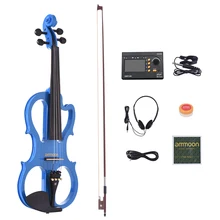 Горячая ammoon VE-201 полный размер 4/4 твердая деревянная Бесшумная электрическая скрипка для скрипки кленовый корпус черное дерево гриф с колками подбородок