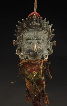 

9.2" Chinese Collect Tibetan Buddhism Old Bronze Eagle head Exorcisms Statue