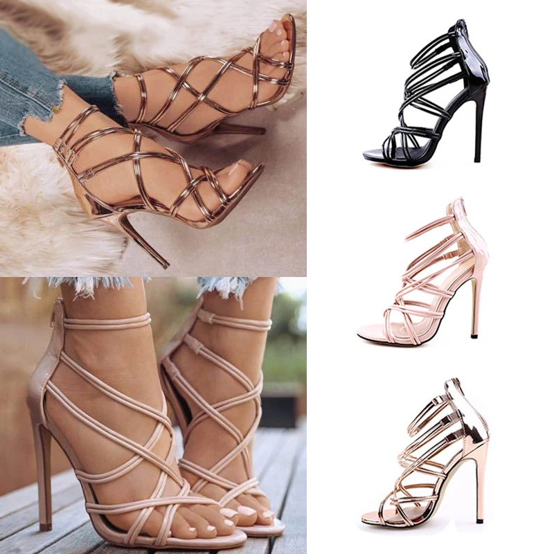 Fashion High Heels Women Pumps Gladiator Sexy Stiletto Summer Shoes Women Classic Pumps Wedding Shoes Pointed Toe Plus Size 43