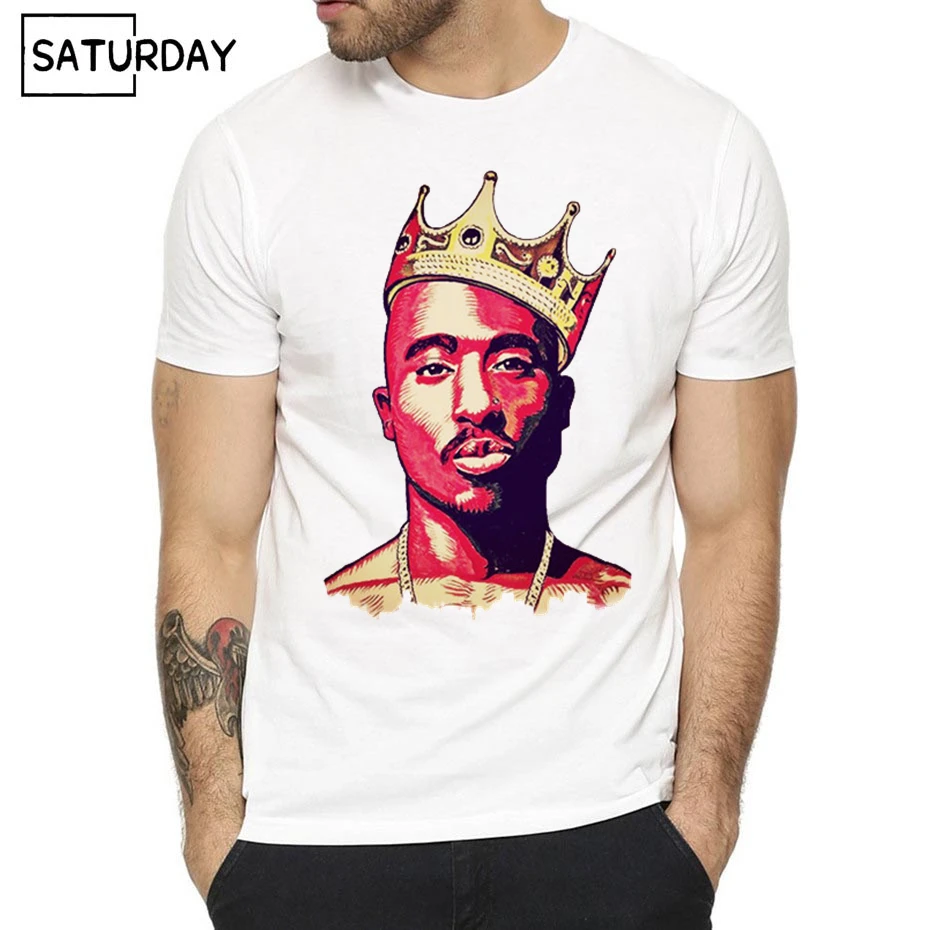 Для мужчин в стиле хип-хоп Raper Тупак 2pac принт футболка женская летняя Swag футболки