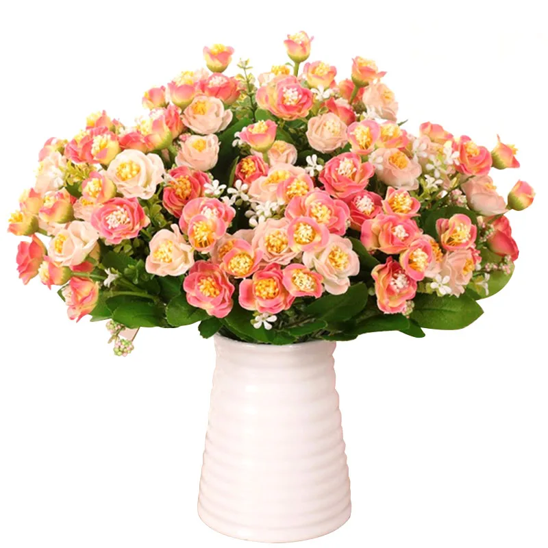 Por Artificial Orange Roses New Orange 15 Pcs 1bouquet Beautiful Artificial Rose Silk Flower Home Office Hotel Desk