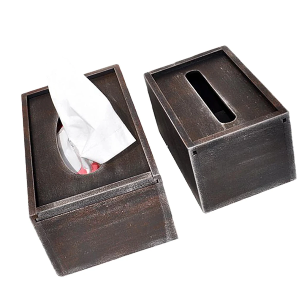 Vintage Style Wood Tissue Box Cover Tissue Paper Dispenser Home Office Decor
