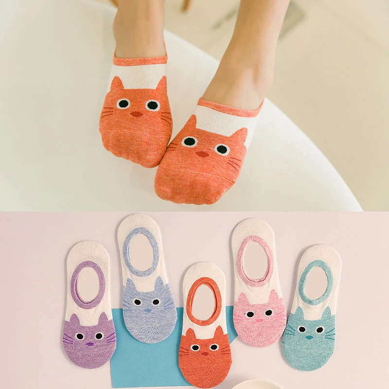 Милые мягкие хлопковые чулочно-носочные изделия для беременных с котом на лето, забавные носки для животных, Мультяшные короткие носки для женщин