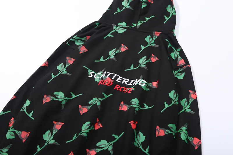 Red Rose Full Printed Embroidery Letters Hoodies 8