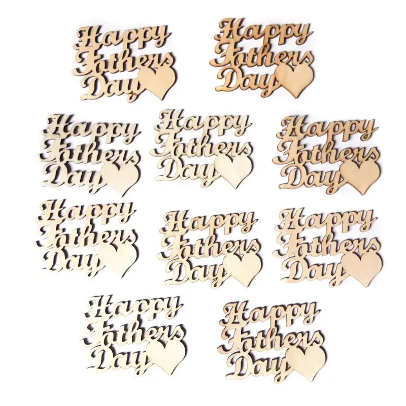 

10 Pcs Happy Father's Day Wooden Plaque Hanging Sign Fathers Gift Home Art Decoration Ornaments DIY Handcraft
