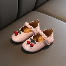 Вечерние туфли для маленьких девочек; однотонные туфли принцессы из вишневой кожи; цвет бежевый, розовый; Chaussure Enfant fille
