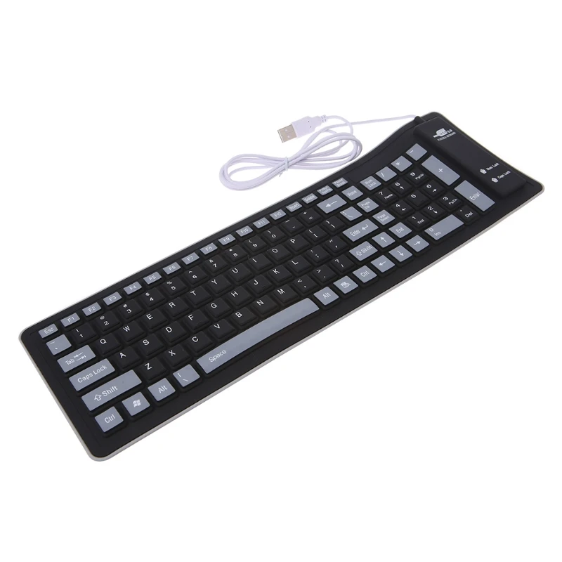 Складная гибкая клавиатура, Водонепроницаемая USB Проводная клавиатура, 103 клавиш, силиконовая Мягкая цифровая игровая клавиатура для ПК, ноутбука