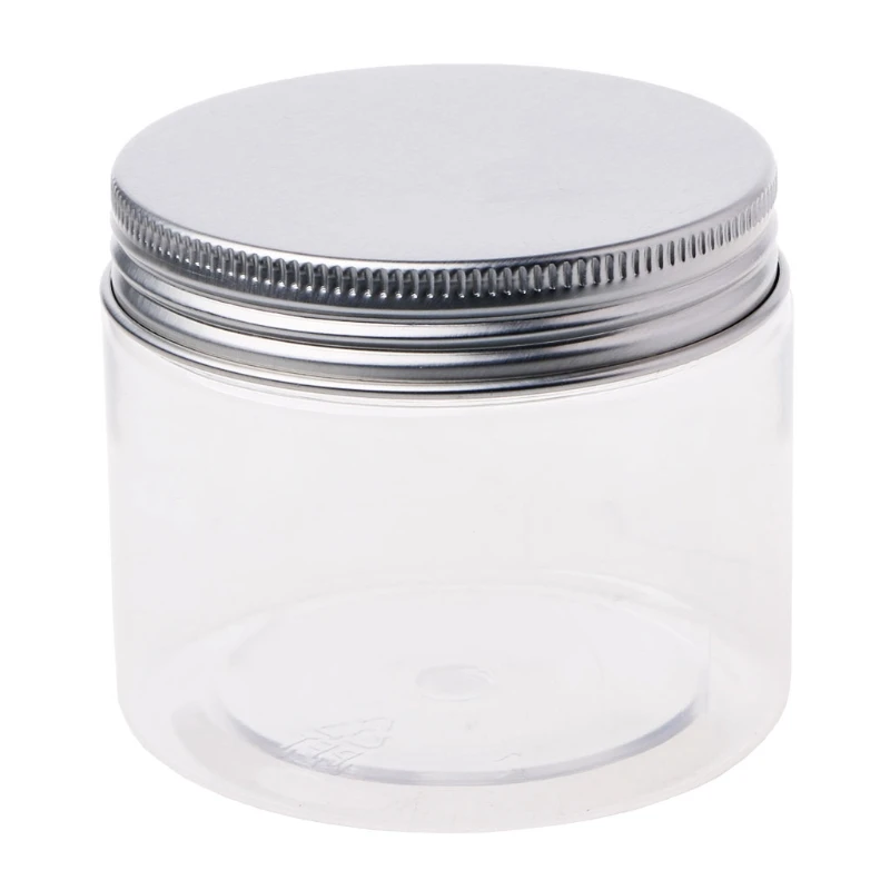 

150ml Clear Round PET Jar With Aluminium Screw Lid Food Storage Container Sealed