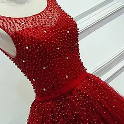 Длинное вечернее платье 2018, красные вечерние платья с жемчужинами, элегантные длинные платья для выпускного вечера с v-образным вырезом