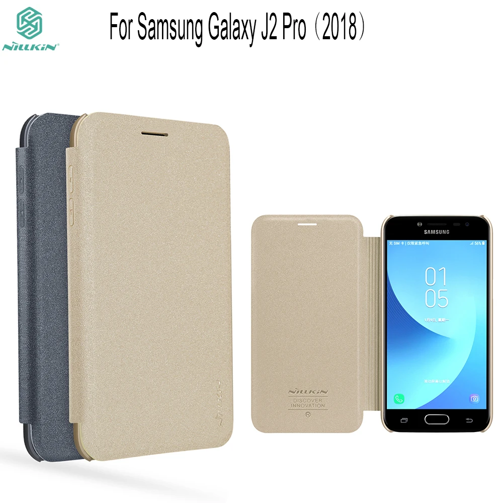 

For Galaxy J2 Pro 2018 case NILLKIN Sparkle Series Plastic PU Leather Case for Samsung Galaxy J2 pro 2018 flip cover back case