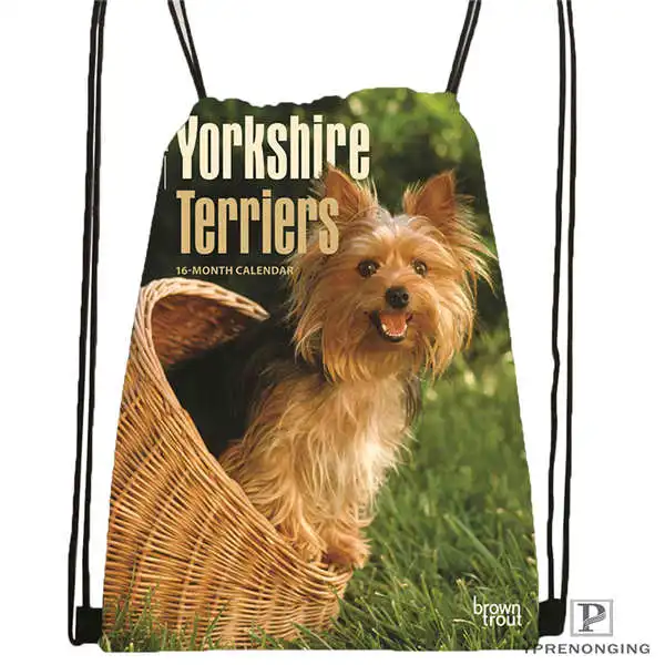 Drawstring Backpack Custom Йоркширский терьер-походная сумка на шнурке Cute Daypack Kids Satchel(черная спина) 31x40 cm#180611-03-115 - Цвет: Drawstring Backpack