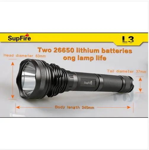 SupFire L3 10 Вт Cree XM-L2 T6 светодиодный фонарик переменной длины фонарь прожектор для Самообороны 18650 батареей