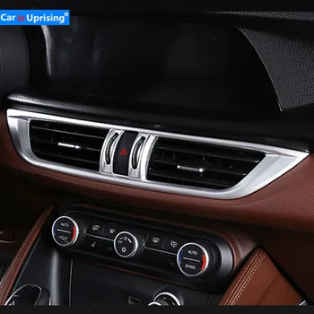 

New ABS Matt Chrome Center Console AC Outlet Frame Trim Refitting Accessories For Alfa Romeo Stelvio 2017 Car-styling