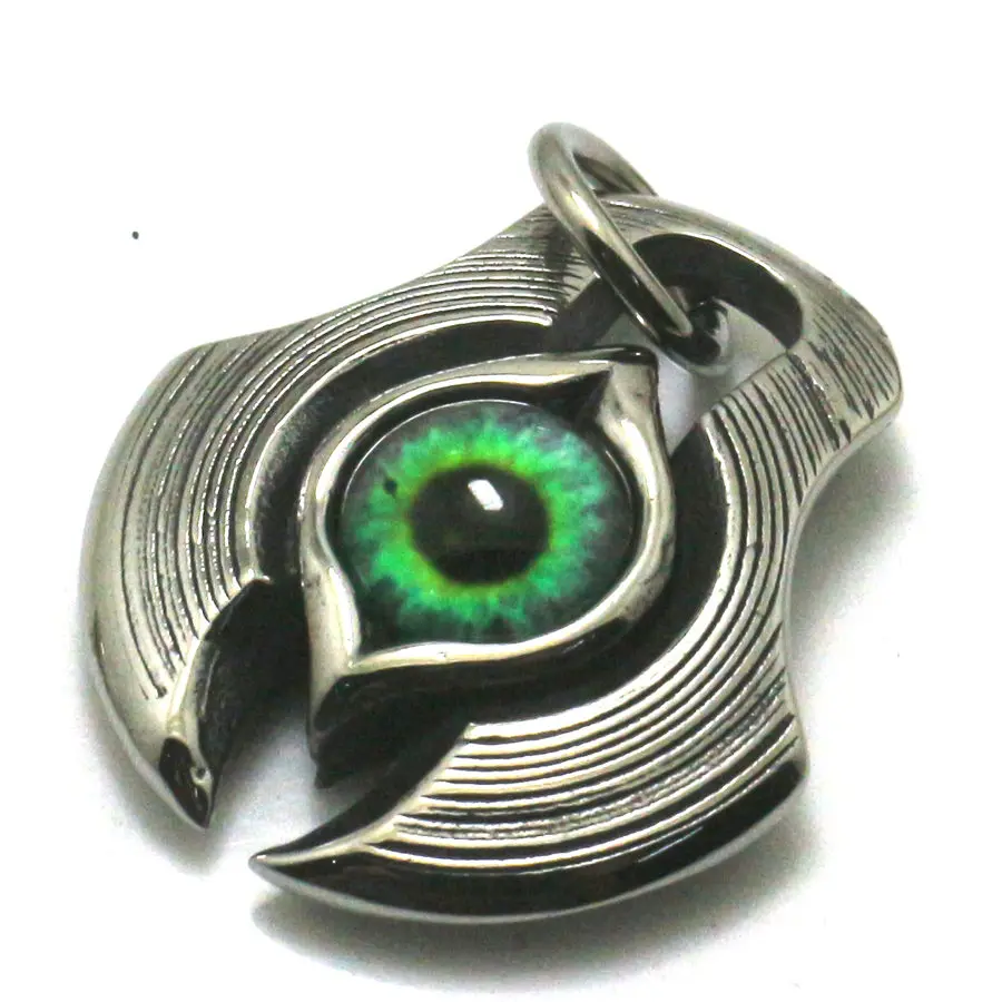 

316L Stainless Steel Cool Punk Gothic Newest Dark Green Alien Eyeball Pendant